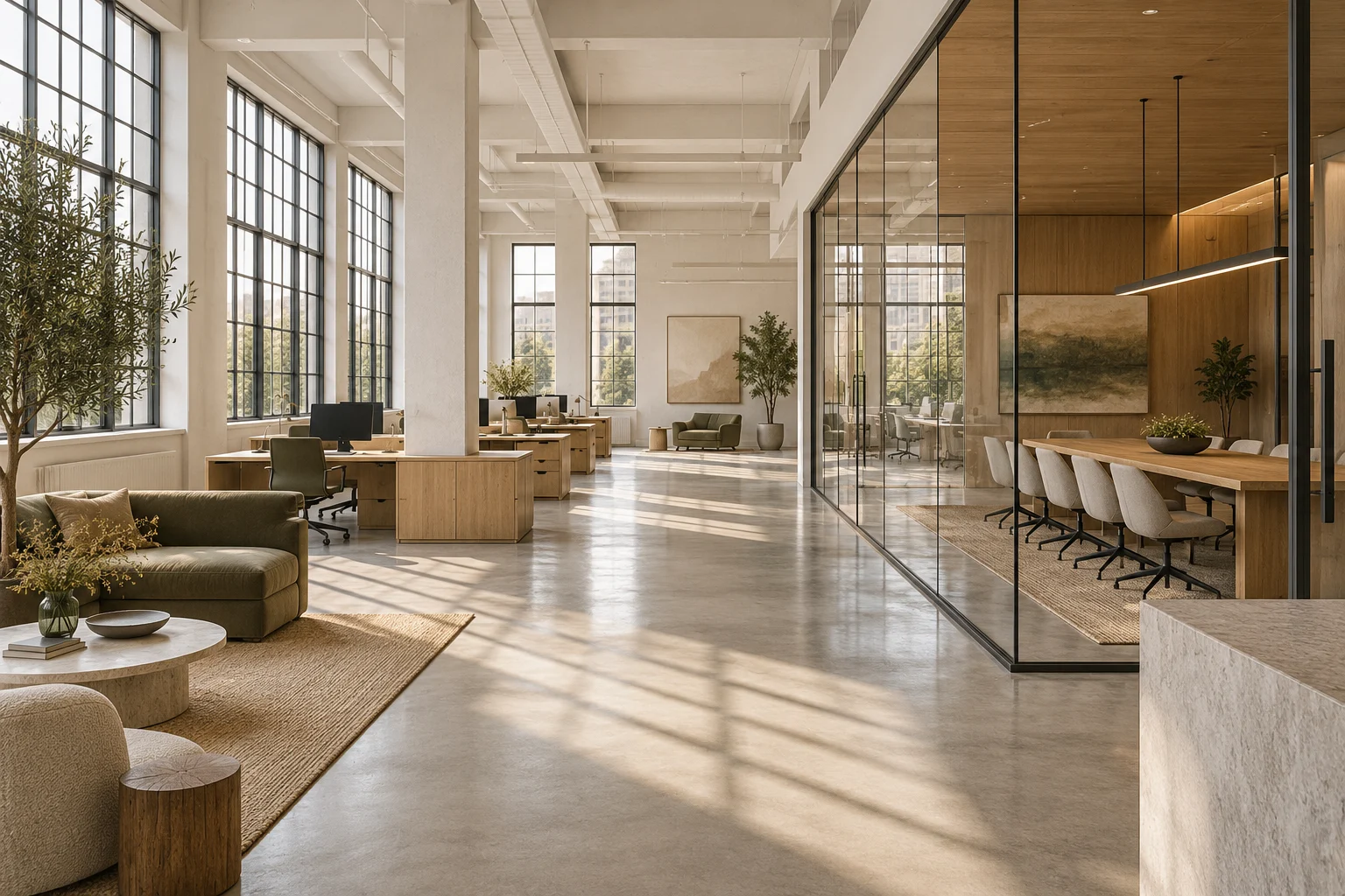 AI-generated office interior illustrating an editorial planning environment
