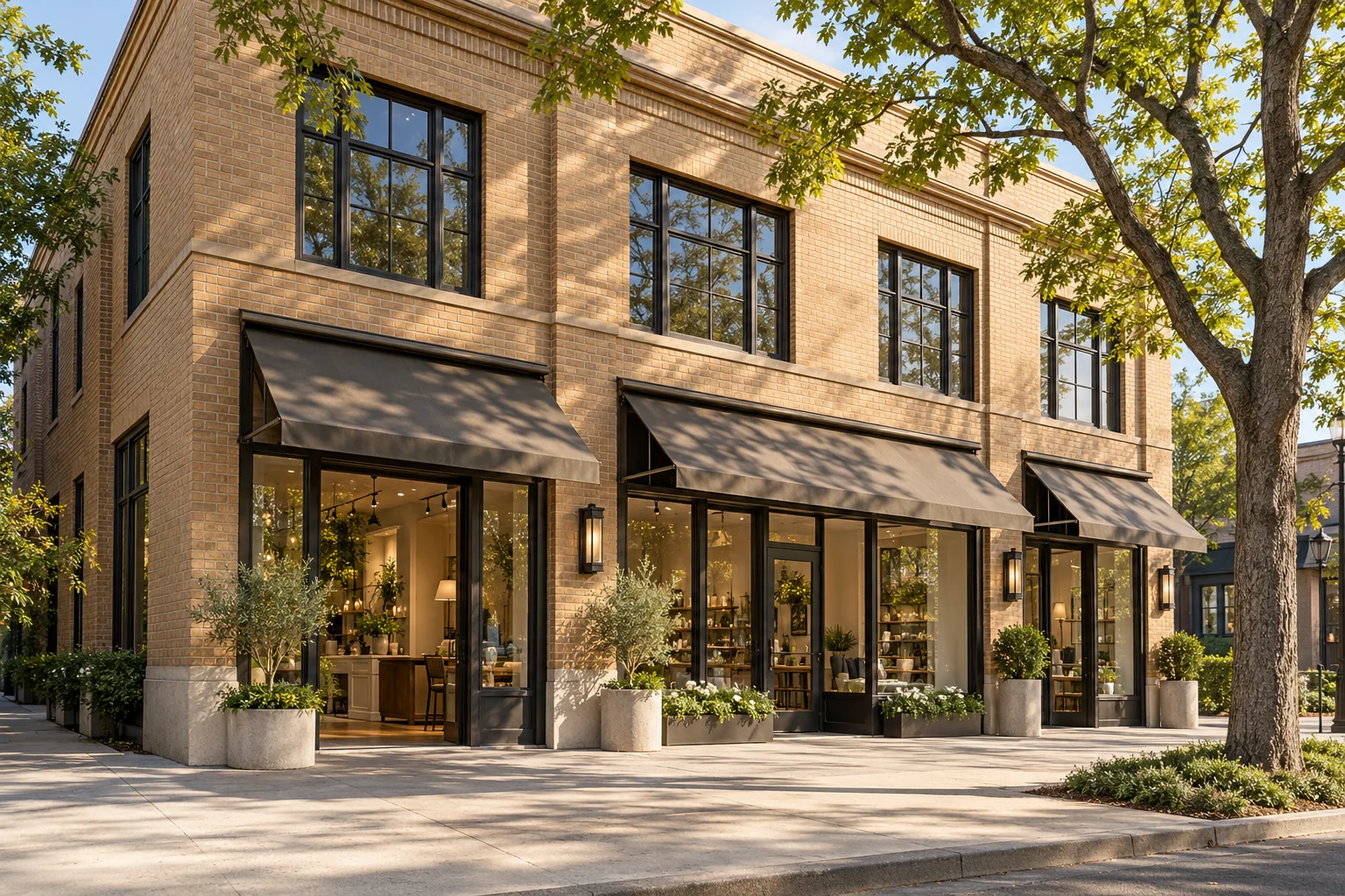 AI-generated retail streetscape for an illustrative property marketing plan