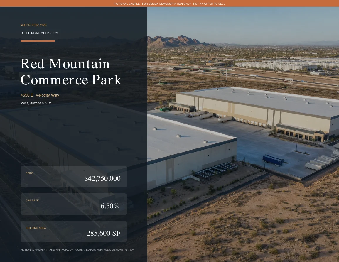Red Mountain Commerce Park landscape offering memorandum cover
